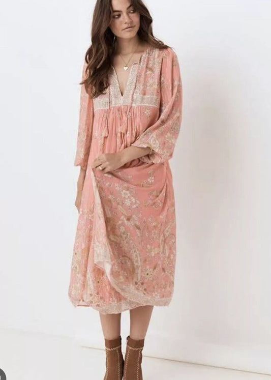 ✨SPELL & THE GYPSY Hendrix Boho Dress Dusty Pink NWT✨