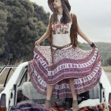 Spell & The Gypsy Collective Castaway Skirt in Plum