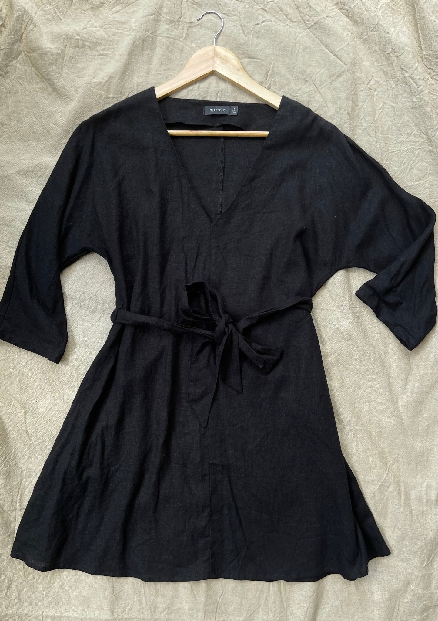 GLASSON BLACK LINEN DRESS